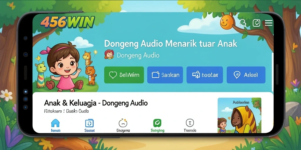 Tampilan antarmuka utama aplikasi Dongeng Audio 456WIN.
