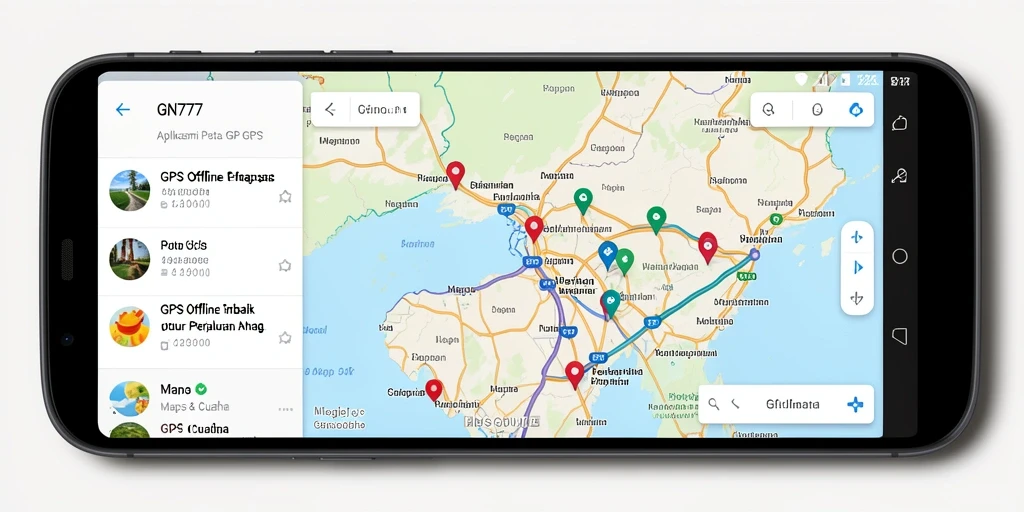 Antarmuka GN777 yang sederhana dan fungsional untuk GPS Offline Maps.