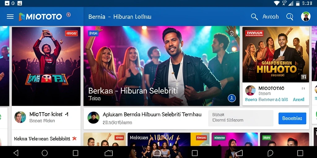 Antar muka modern MIOTOTO yang menampilkan berita selebriti menarik.