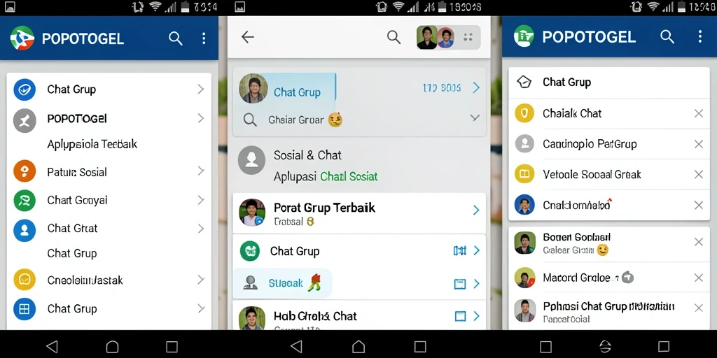 Antarmuka aplikasi POPOTOGEL dengan fitur chatting grup yang interaktif.